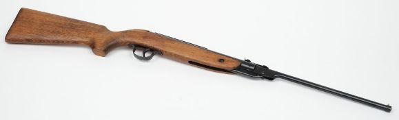 A .177 Webley Jaguar break barrel air rifle:, blued metal work and beech stock.