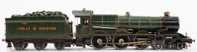 A gauge 1 live steam locomotive No 6000 'King George V' : with six wheel tender in GWR green livery