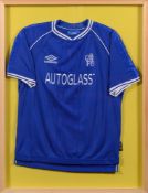 A framed Chelsea FC home shirt signed by Jimmy Floyd Hasselbank:, together with certificate,