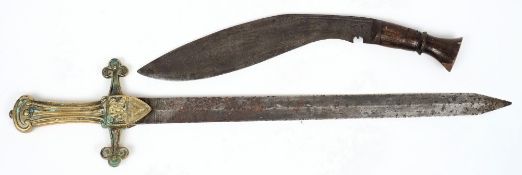 A Continental short sword: with 48cm.