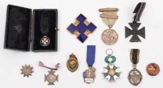 A silver and enamel SMRC marksman badges, an Army Temperance league medal,
