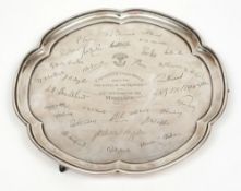 A Somerset Light Infantry silver presentation salver to Captain H D E Verschoyle,