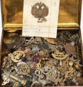 A collection of various  British regimental cap badges, lapel badges and shoulder badges:,