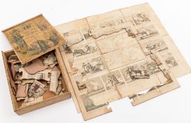 A Victorian wooden puzzle game 'Europe Delineated A New Geographical game':,