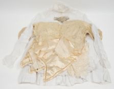 An Edwardian white cotton and embroidered dress together with a small selection of whitewear and
