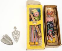 Two Pelham puppets,'Clown' and 'Girl':, in original boxes.