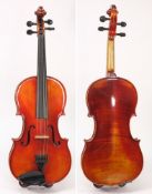 A viola by Roderick Paesold: the two piece back of broad flame and curl with a varnish of a mid to