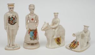 A group of four World war One period crested models:, 'Are We Downhearted? No',