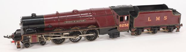 A Bassett-Lowke 3RE 4-6-2 locomotive No 6232 'Duchess of Montrose': with six wheel tender in LMS