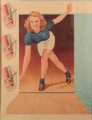 A 1940's bowling advertising poster, after Albert Fisher:,