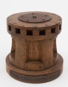 An oak and iron inkwell in the form of a capstan constructed form timber and metal work of HMS