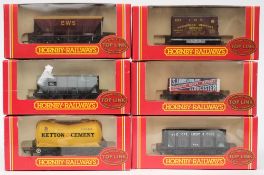 Six Hornby goods wagons:, various liveries, boxed.