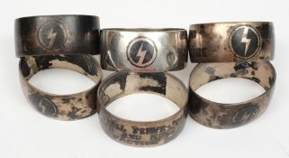 A set of six silver plated British Union of Fascists napkin rings:,
