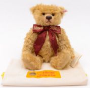 Steiff - A 125 year anniversary blonde plush bear:, with bow tie, stitched snout ,