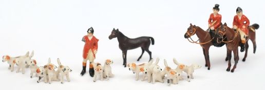 A cold painted miniature hunting group:,