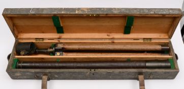 A WWI period single draw brass telescope signed J Hicks,