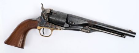 A reproduction Colt Army 1860 44 calibre six shot single action percussion revolver:,