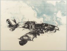 Gordon Mansell (20th century)-
'Crashed Hurricane Night Fighter C A 1940-Artist proof II state;,