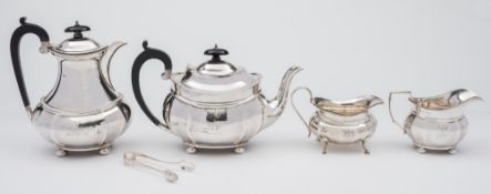 A George V silver four-piece tea service, maker Robert Pringle & Sons, Birmingham,