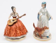 Two Royal Worcester figures 'Elaine' and 'Felicity': from the Victorian Series modelled by Ronald