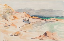 * Iain McNab [1890-1967]-
Corsican fishermen on a beach:-
signed
watercolour and pencil drawing
30