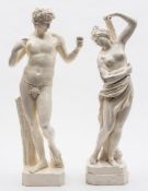 A pair of Nove creamware figures: of generous proportions,