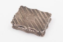 A Victorian silver vinaigrette, maker Nathaniel Mills, Birmingham, 1846: initialled,
