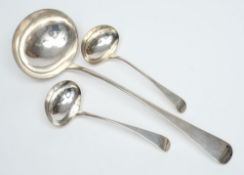 A George III silver Old English pattern soup ladle, maker Thomas Dicks, London, 1814: initialled,