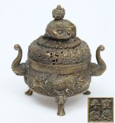 A Chinese bronze censer and cover:,