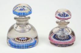 A Walsh-Walsh paperweight inkwell and one similar: the larger with concentric rings of blue, white,