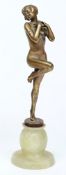 Lorenzl, an Art Deco gilt bronze nude female dancer:,