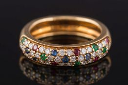 An 18ct gold, emerald, ruby,