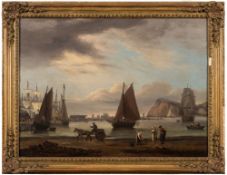 Thomas Luny [1759-1837]-
Teignmouth Harbour:-
signed and dated T LUNY 1828
oil on canvas
49.