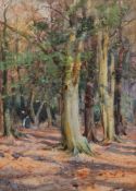 Frank Richards [fl.1890-1925]-
Woodland scene with figure:-
signed bottom left
watercolour
33.