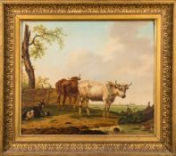Jan Kobell [1800-1838] - 
Cattle and Goats in an open landscape:-
signed lower left
oil on panel
42