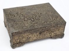 A late 19th century Japanese antimony casket, Meiji period:, of rectangular outline,
