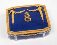 A 20th Century gilt metal and enamel trinket box:,