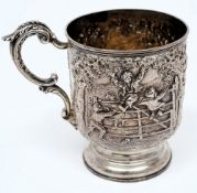 A Victorian silver mug, maker George Lambert (Lambert & Co), London 1886: initialled,