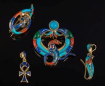 An Egyptian coral, lapis lazuli,