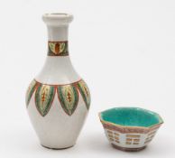 A Chinese bowl and vase: the former of octagonal form,