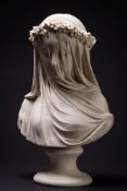 A Copeland parian bust 'The Veiled Bride': modelled after the original by Raphaelle Monti heavily