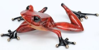 Tim Cotterill (1950-), 'Frogman', a bronze and enamel model of a frog 'Watchful':,