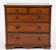 An apprenticeman's early 19th Century mahogany and inlaid rectangular chest:,