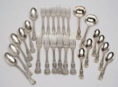 A matched silver Kings pattern part flatware service,
