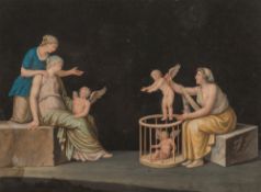 Circle of Michelangelo Maestri [19th Century Italian]-
Grecian women with young Cupid attendants,