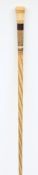 A carved marine ivory and bone walking stick:, with octagonal tapering handle,