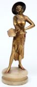 An Art Deco gilt bronze figure of a female dancer:,