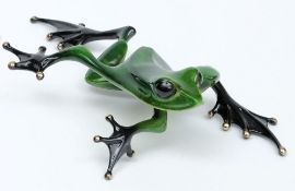 Tim Cotterill (1950-), 'Frogman', a bronze and enamel model of a frog 'Twist':,