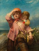 John James Hill [1811-1882]-
Fishergirl and her young brother resting on the coast,