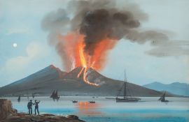 Neapolitan School 19th Century-
Vesuvius erupting 1839:-
gouache
42 x 64cm.